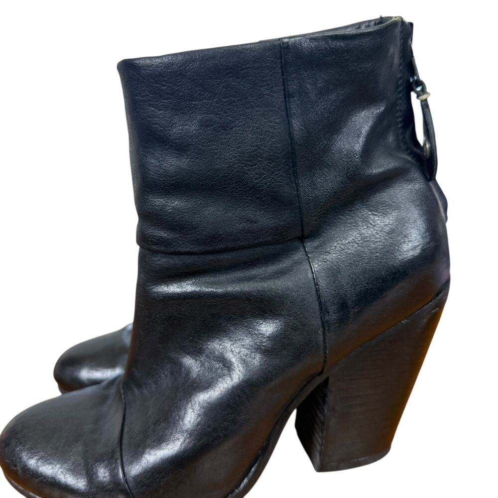 Rag & Bone Newbury Black Chunky High Heel Leather Ankle Booties Boots Shoes 8.5 - Picture 9 of 16